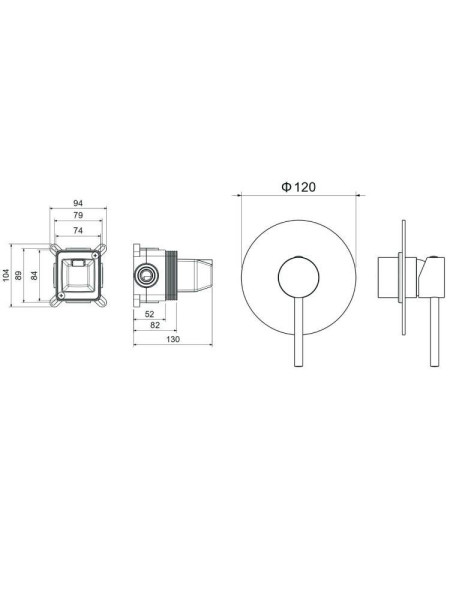 AQ1366BGM ЕВРОПА смеситель для душа 1 режим (внешняя и скрытая часть), оружейная сталь (шлиф. черный хром). Фото 2