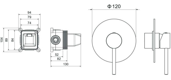 AQ1366CR ЕВРОПА смеситель для душа 1 режим (внешняя и скрытая часть). Фото 2