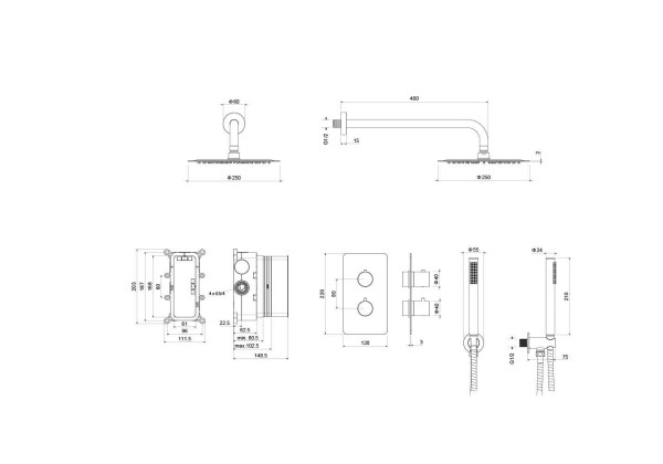 AQ1376BG ЕВРОПА Set 3 в 1 душевой комплект 2 режима, шлиф. золото. Фото 12