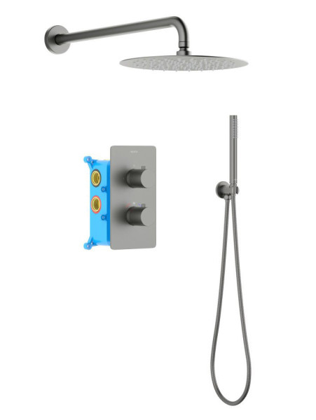 AQ1376BGM ЕВРОПА Set 3 в 1 душевой комплект 2 режима, оружейная сталь (шлиф. черный хром). Фото 1