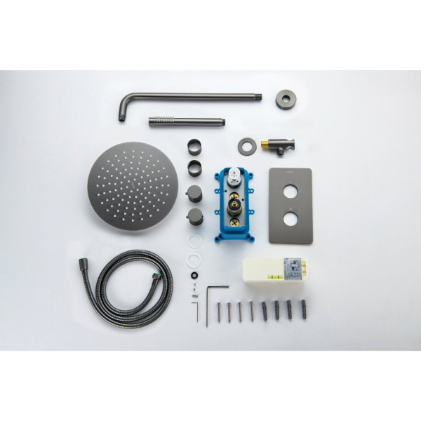 AQ1376BGM ЕВРОПА Set 3 в 1 душевой комплект 2 режима, оружейная сталь (шлиф. черный хром). Фото 11