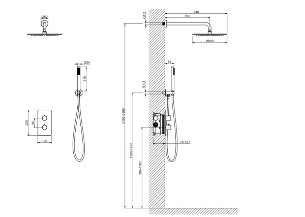 AQ1376BGM ЕВРОПА Set 3 в 1 душевой комплект 2 режима, оружейная сталь (шлиф. черный хром). Фото 12