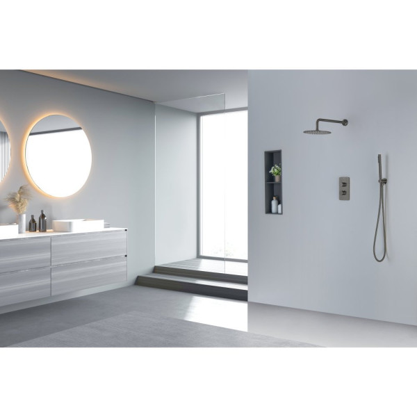 AQ1376BGM ЕВРОПА Set 3 в 1 душевой комплект 2 режима, оружейная сталь (шлиф. черный хром). Фото 13