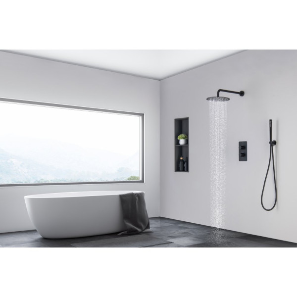 AQ1376MB ЕВРОПА Set 3 в 1 душевой комплект 2 режима, матовый черный. Фото 14