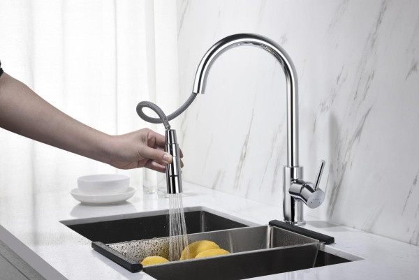 AQ1384CR ЕВРОПА смеситель для кухни с вытяжным изливом 2 jet. Фото 11