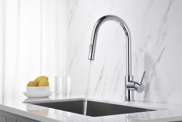 AQ1384CR ЕВРОПА смеситель для кухни с вытяжным изливом 2 jet. Фото 4