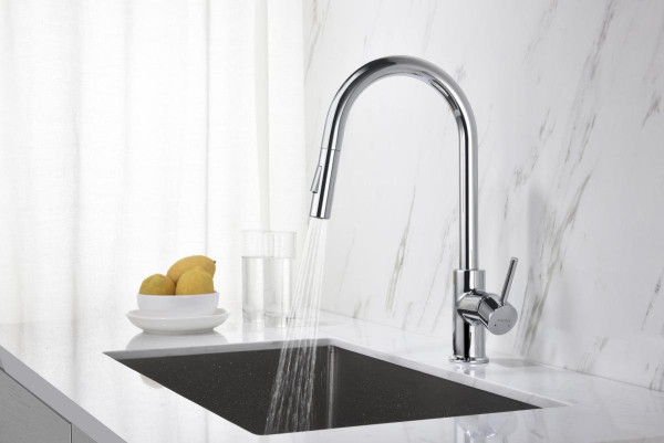 AQ1384CR ЕВРОПА смеситель для кухни с вытяжным изливом 2 jet. Фото 7