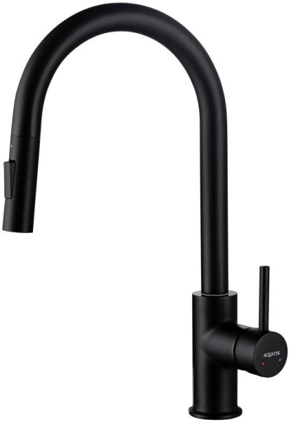 AQ1384MB ЕВРОПА смеситель для кухни с вытяжным изливом 2 jet, матовый черный. Фото 1