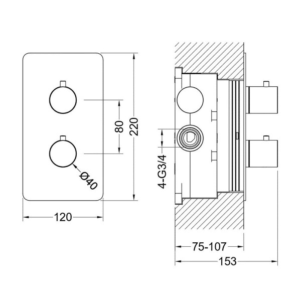 AQ1392BGM ЕВРОПА термостатический смеситель для ванны 2 режима (внешняя и скрытая часть), оружейная сталь (шлиф. черный хром). Фото 4