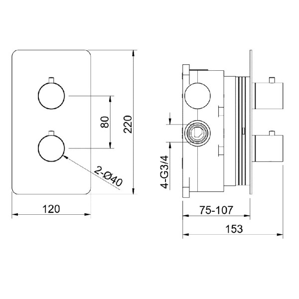 AQ1392BGM ЕВРОПА термостатический смеситель для ванны 2 режима (внешняя и скрытая часть), оружейная сталь (шлиф. черный хром). Фото 5