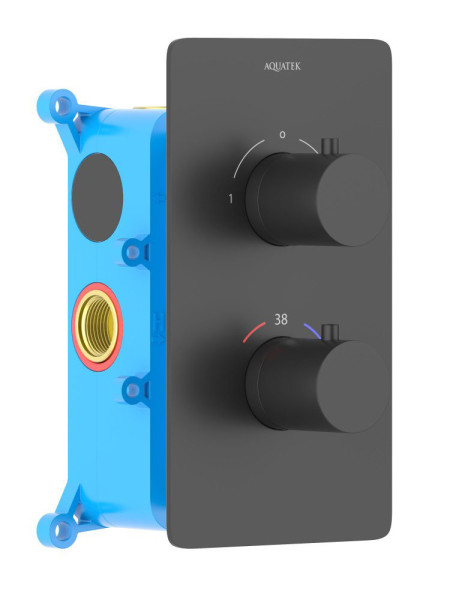 AQ1392MB ЕВРОПА термостатический смеситель для ванны 2 режима (внешняя и скрытая часть), матовый черный. Фото 1