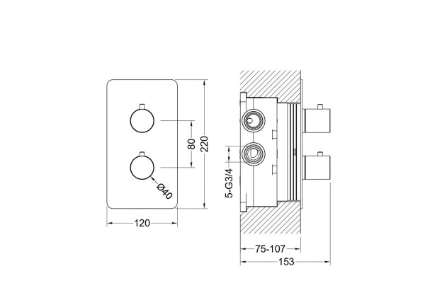 AQ1393BG ЕВРОПА термостатический смеситель для ванны 3 режима (внешняя и скрытая часть), шлиф. золото. Фото 2