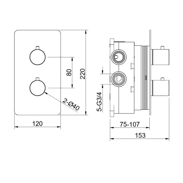 AQ1393BGM ЕВРОПА термостатический смеситель для ванны 3 режима (внешняя и скрытая часть), оружейная сталь (шлиф. черный хром). Фото 3