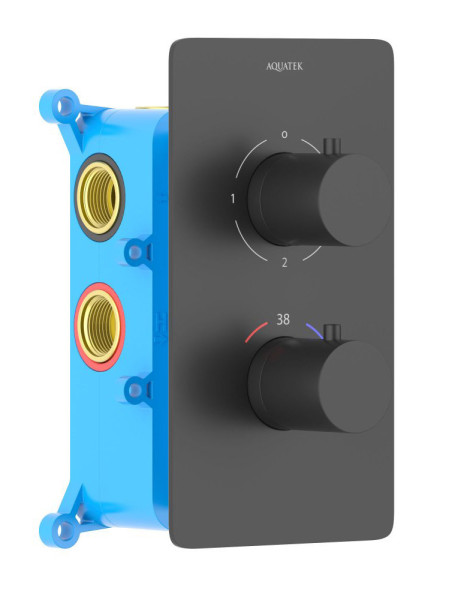 AQ1393MB ЕВРОПА термостатический смеситель для ванны 3 режима (внешняя и скрытая часть), матовый черный. Фото 1