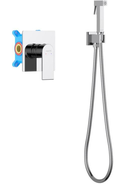 AQ1419CR ЛИРА набор с гигиеническим душем (смеситель + гигиеническая лейка + шланг + шланговое подсоединение с держателем). Фото 1