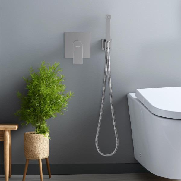 AQ1419CR ЛИРА набор с гигиеническим душем (смеситель + гигиеническая лейка + шланг + шланговое подсоединение с держателем). Фото 3