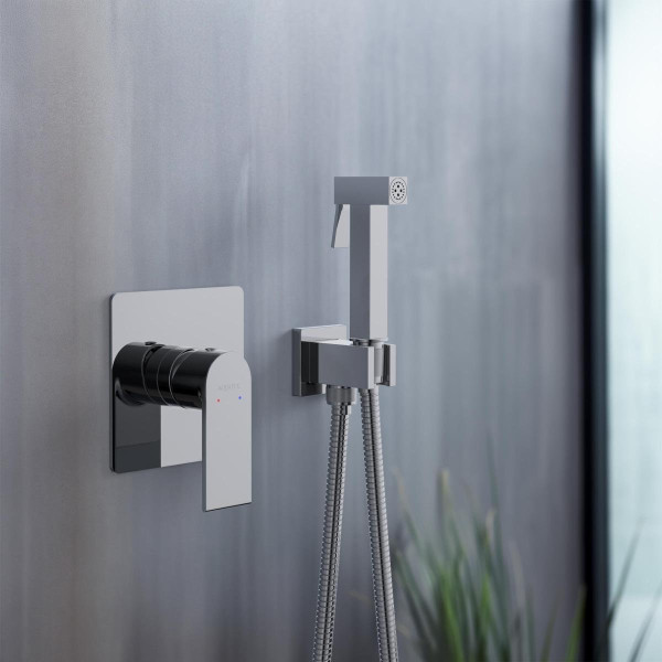 AQ1419CR ЛИРА набор с гигиеническим душем (смеситель + гигиеническая лейка + шланг + шланговое подсоединение с держателем). Фото 4