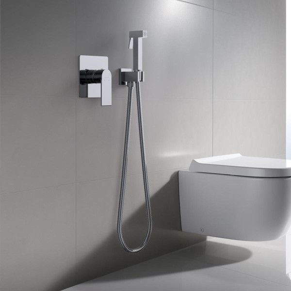 AQ1419CR ЛИРА набор с гигиеническим душем (смеситель + гигиеническая лейка + шланг + шланговое подсоединение с держателем). Фото 5