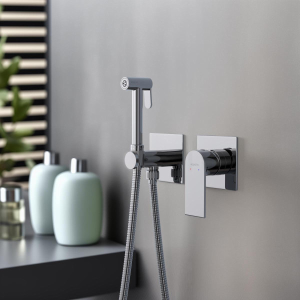 AQ1420CR ЛИРА комплект для гигиенического душа встроенный 2 отв. (смеситель + гигиеническая лейка + шланг). Фото 3