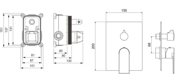 AQ1446MB ЛИРА смеситель для ванны 2 режима (внешняя и скрытая часть), матовый черный. Фото 2
