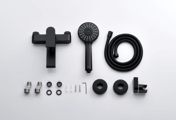 AQ1449MB ЛИРА смеситель для ванны с душевым набором 3jet, матовый черный. Фото 4