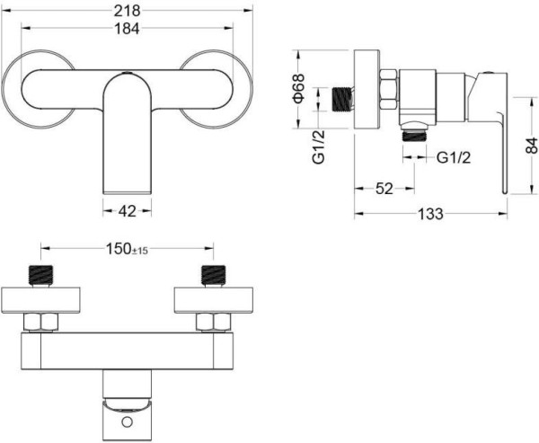 AQ1460MB ЛИРА смеситель для душа, матовый черный. Фото 3