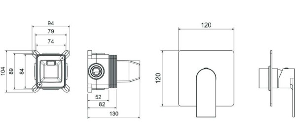 AQ1466MB ЛИРА смеситель для душа 1 режим (внешняя и скрытая часть), матовый черный. Фото 4
