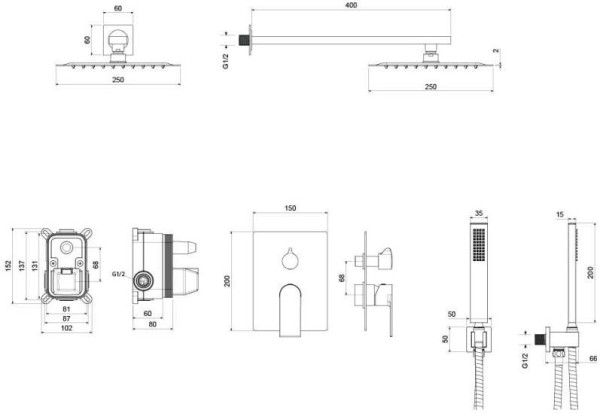 AQ1472CR ЛИРА Set 3 в 1 душевой комплект 2 режима. Фото 2