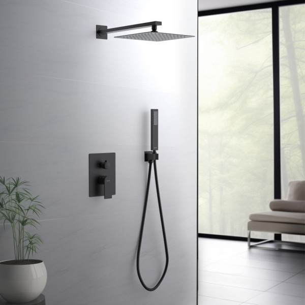 AQ1472MB ЛИРА Set 3 в 1 душевой комплект, матовый черный. Фото 4
