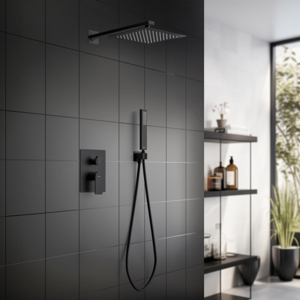 AQ1472MB ЛИРА Set 3 в 1 душевой комплект, матовый черный. Фото 5