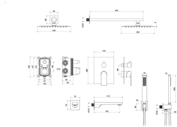 AQ1473MB ЛИРА Set 4 в 1 душевой комплект 3 режима, матовый черный. Фото 2