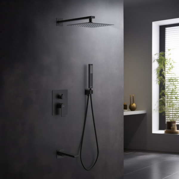 AQ1473MB ЛИРА Set 4 в 1 душевой комплект 3 режима, матовый черный. Фото 3