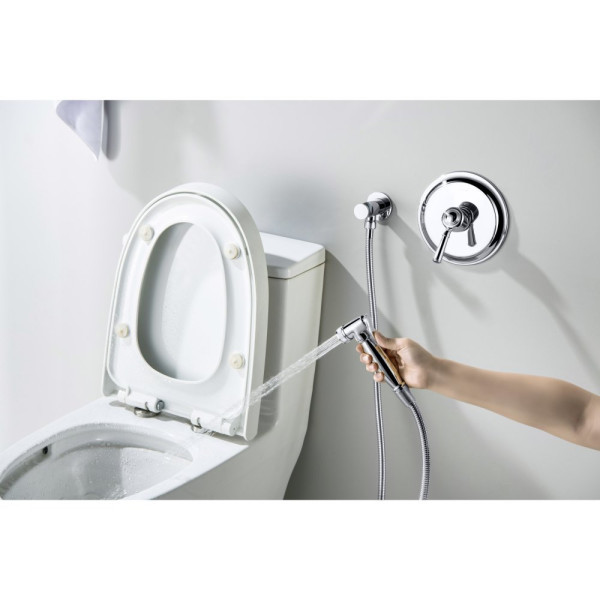 AQ1519CR КЛАССИК набор с гигиеническим душем (смеситель + гигиеническая лейка + шланг + шланговое подсоединение с держателем). Фото 5