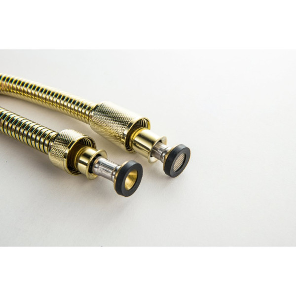 AQ1519PG КЛАССИК набор с гигиеническим душем (смеситель + гигиеническая лейка + шланг + шланговое подсоединение с держателем), полир. золото. Фото 11