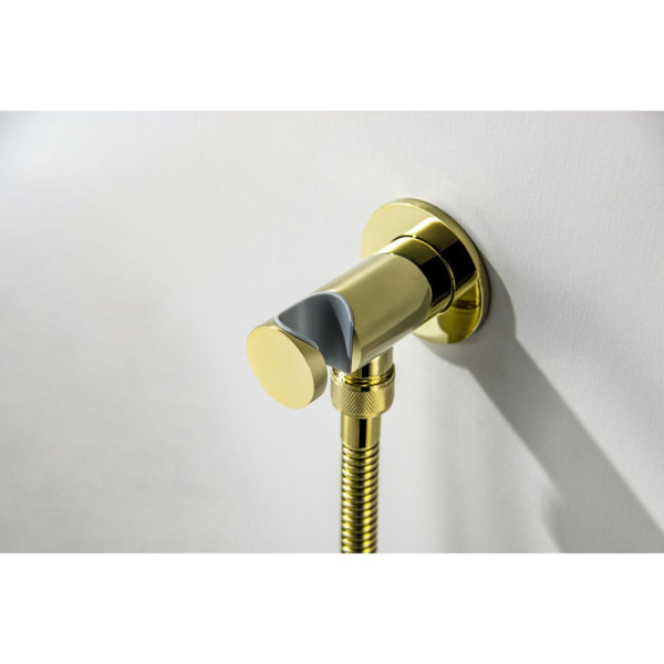 AQ1519PG КЛАССИК набор с гигиеническим душем (смеситель + гигиеническая лейка + шланг + шланговое подсоединение с держателем), полир. золото. Фото 9