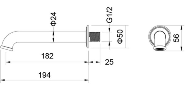 AQ1541PG КЛАССИК излив для ванны 182 мм, полир. золото. Фото 2