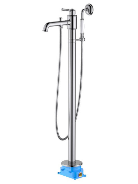 AQ1545CR КЛАССИК смеситель для ванны напольный (внешняя и скрытая часть). Фото 1