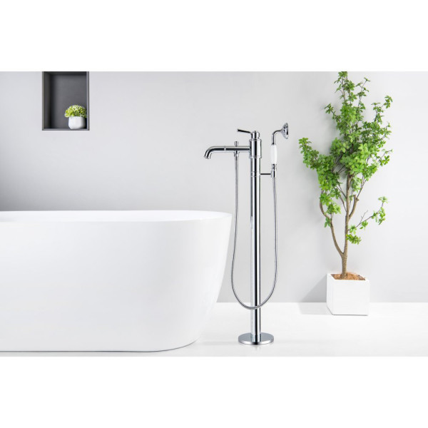 AQ1545CR КЛАССИК смеситель для ванны напольный (внешняя и скрытая часть). Фото 2