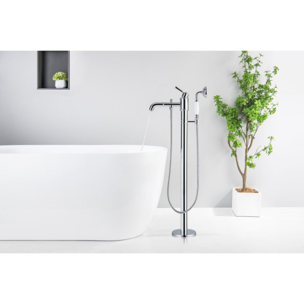 AQ1545CR КЛАССИК смеситель для ванны напольный (внешняя и скрытая часть). Фото 3