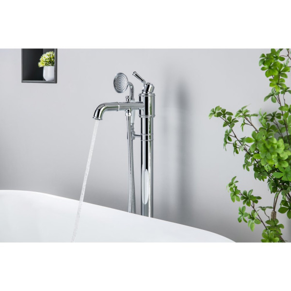 AQ1545CR КЛАССИК смеситель для ванны напольный (внешняя и скрытая часть). Фото 4