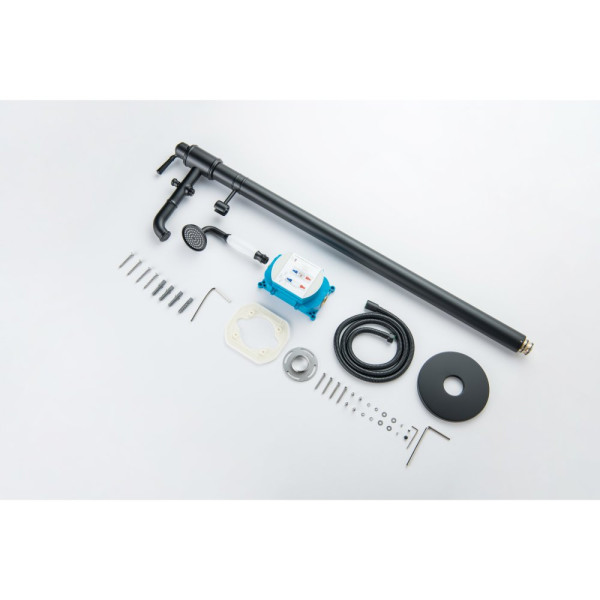 AQ1545MB КЛАССИК смеситель для ванны напольный (внешняя и скрытая часть), матовый черный. Фото 7