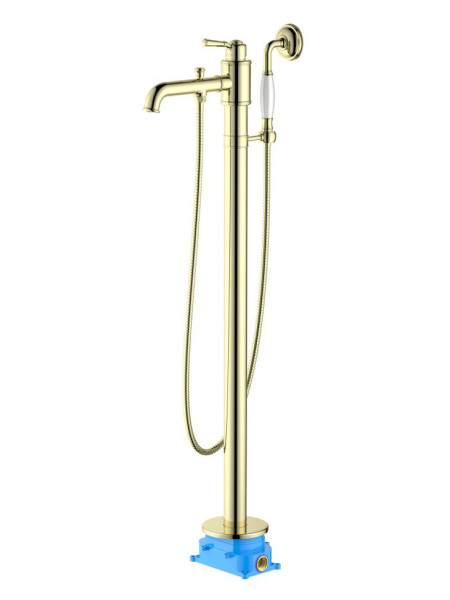 AQ1545PG КЛАССИК смеситель для ванны напольный (внешняя и скрытая часть), полир. золото. Фото 1