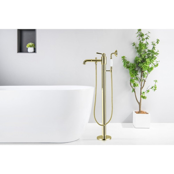AQ1545PG КЛАССИК смеситель для ванны напольный (внешняя и скрытая часть), полир. золото. Фото 3