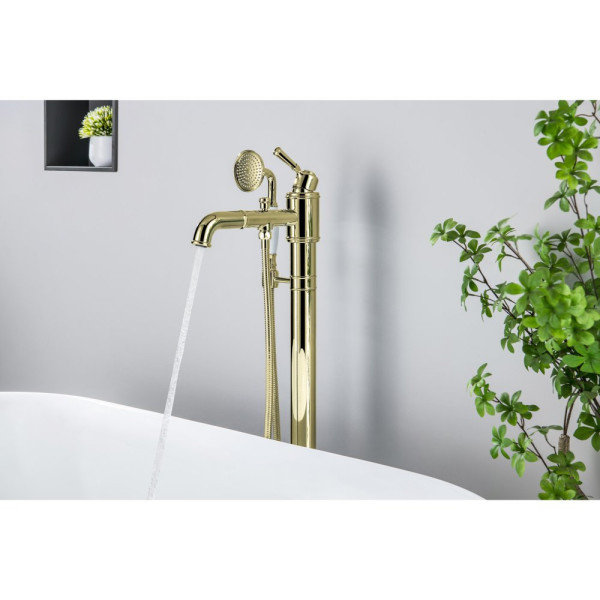 AQ1545PG КЛАССИК смеситель для ванны напольный (внешняя и скрытая часть), полир. золото. Фото 5