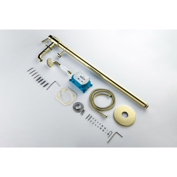 AQ1545PG КЛАССИК смеситель для ванны напольный (внешняя и скрытая часть), полир. золото. Фото 8