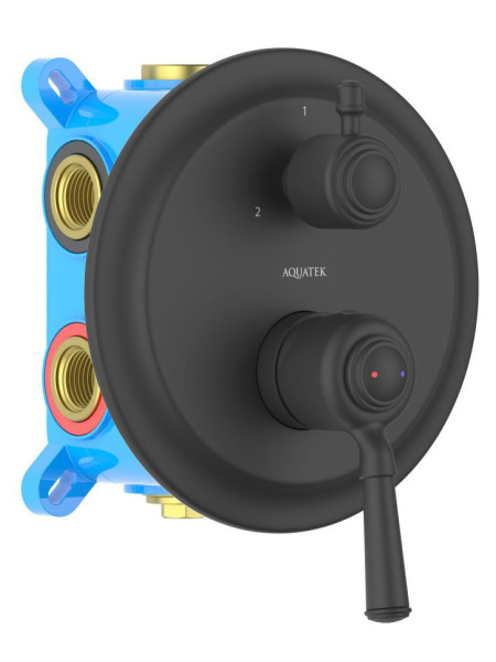 AQ1547MB КЛАССИК смеситель для ванны 3 режима (внешняя и скрытая часть), матовый черный. Фото 1