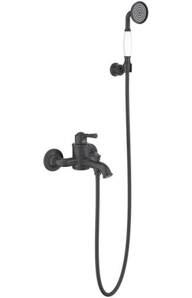 AQ1549MB КЛАССИК смеситель для ванны с душевым набором, матовый черный. Фото 1