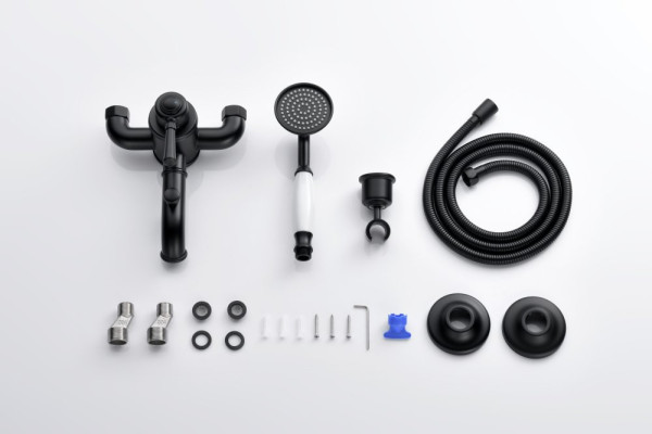 AQ1549MB КЛАССИК смеситель для ванны с душевым набором, матовый черный. Фото 2