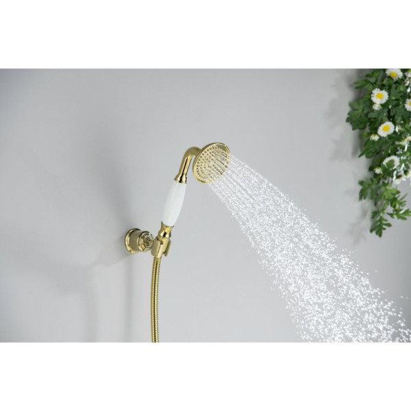AQ1549PG КЛАССИК смеситель для ванны с душевым набором, полир. золото. Фото 5