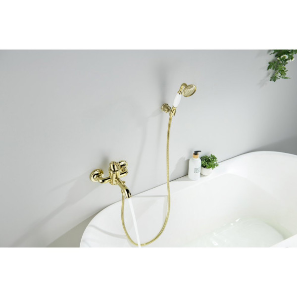 AQ1549PG КЛАССИК смеситель для ванны с душевым набором, полир. золото. Фото 8